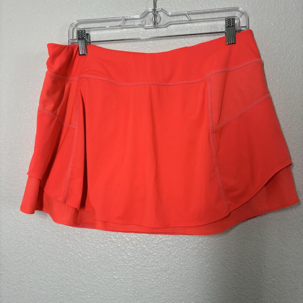 Athleta Skort Womens Large Orange Athletic Lined Pockets Zip Waist Tennis - Picture 2 of 13